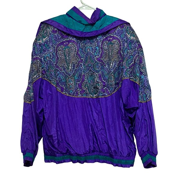Vintage Bocoo Windbreaker Womens M Purple Teal Athleisure Athletic Activewear - Picture 2 of 6
